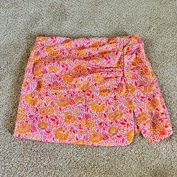 Zara Paisley Pink Linen Mini Scrunch Skirt - Picture 6 of 6